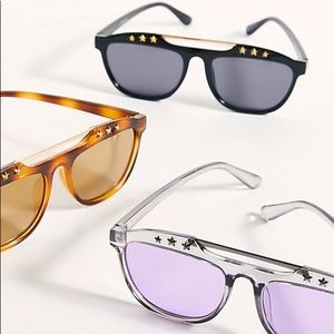 Free People Stella Gold Star Black Sunglasses
